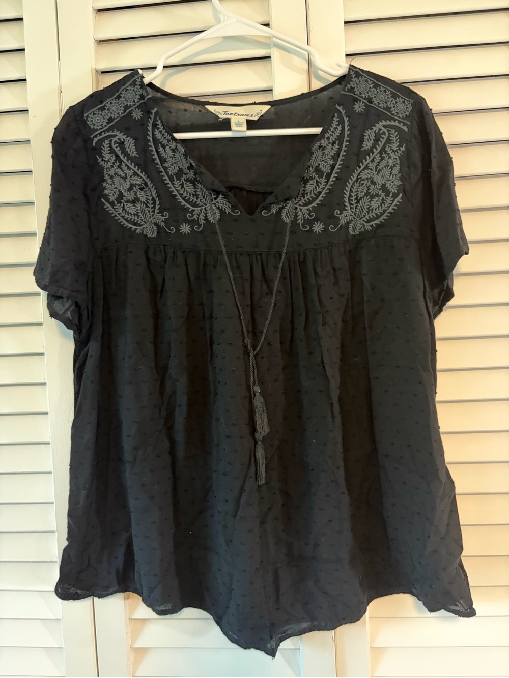 Tantrums Embroidered Scoop-Neck Tunic - Black